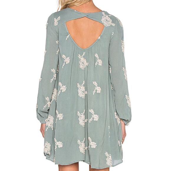 Free People Misty Green Emma Embroidered Dress M - Picture 8 of 8